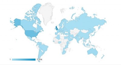 Figure 2. A map showing areas of the globe where people have accessed The Post Hole website.